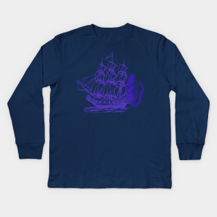 Pirates with snake ghost - blue Kids Long Sleeve T-Shirt